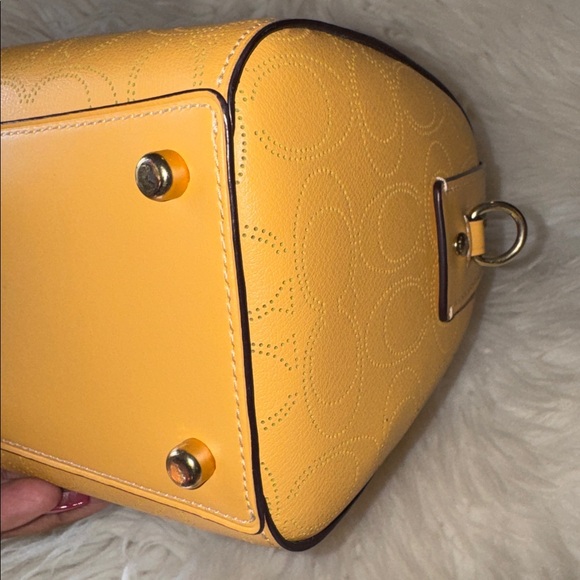Coach Rowan Satchel Bag In Signature Leather Yellow NWOT - Picture 9 of 17